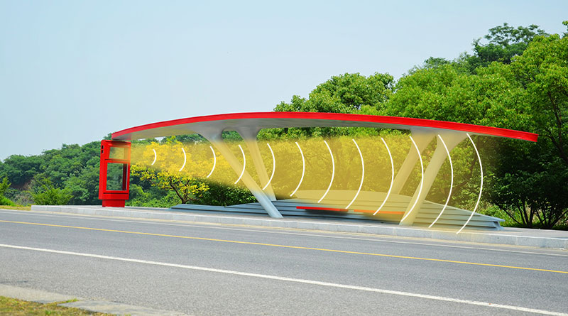 公交站臺，定向擴聲音箱