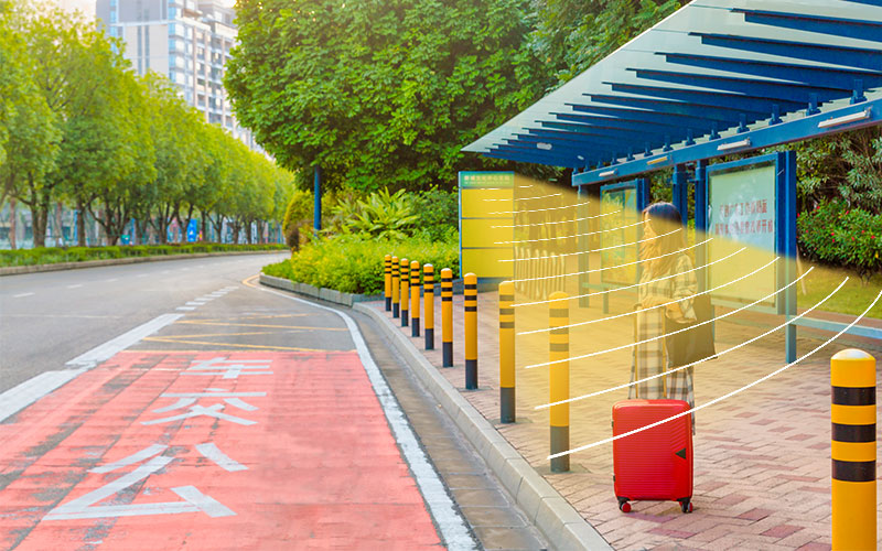 公交站臺，定向擴聲音箱