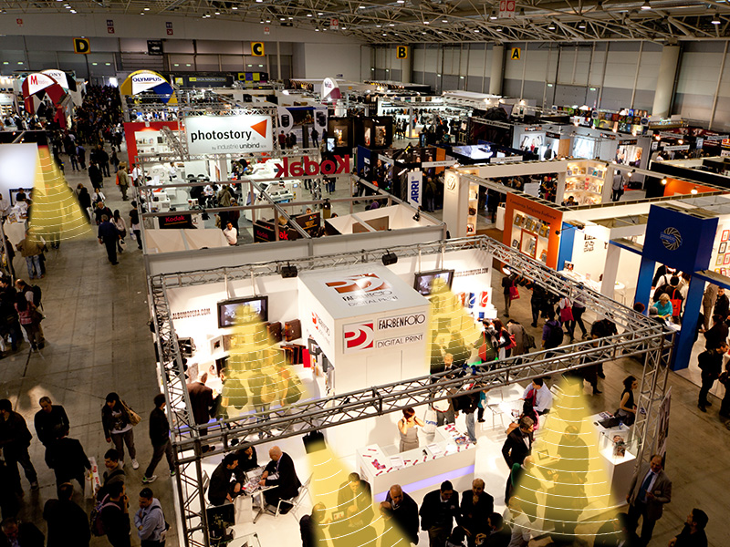 展會定向音響，聲場分區示意圖