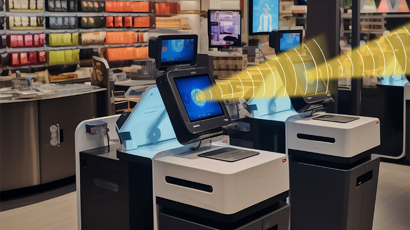 自助終端設(shè)備集成定向聲模組，定向發(fā)聲示意圖