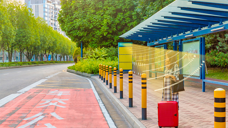 公交站臺集成定向音響，定向發(fā)聲示意圖