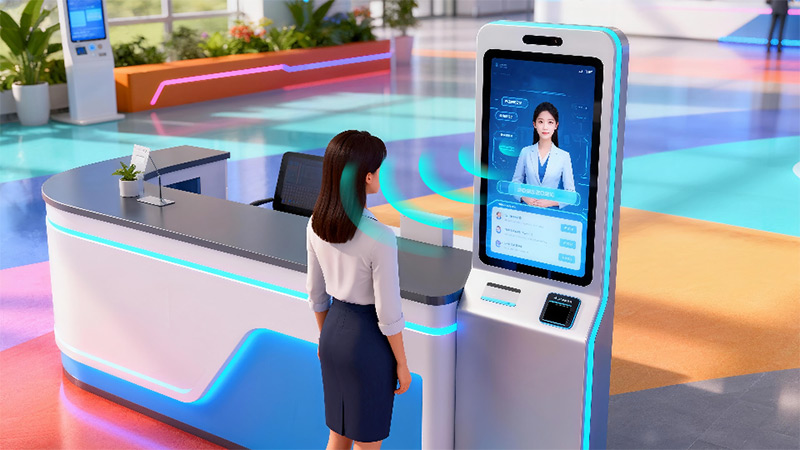 自助服務(wù)終端集成清聽聲學(xué)定向發(fā)聲技術(shù)示意圖